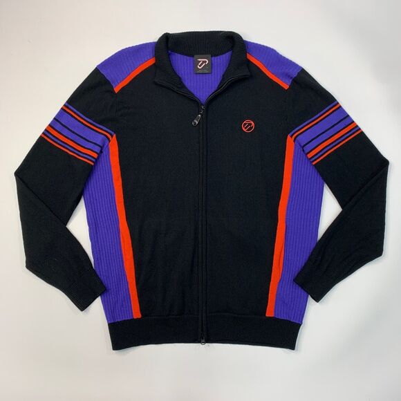 IJP Design Sweater Mens XL Extra Large Ribbed Full Zip Wool Acrylic Blend *READ - Picture 2 of 16